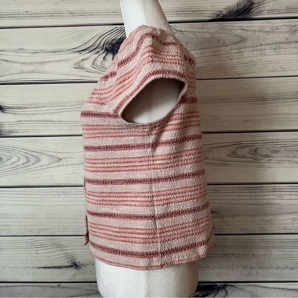 Madewell Texture & Thread Blush Striped Button Front Boxy Top - Picture 5 of 10